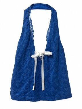 Wild Fable Blue Lace Halter Top XXS Coquette Y2K Bow Front Tank Top nwt